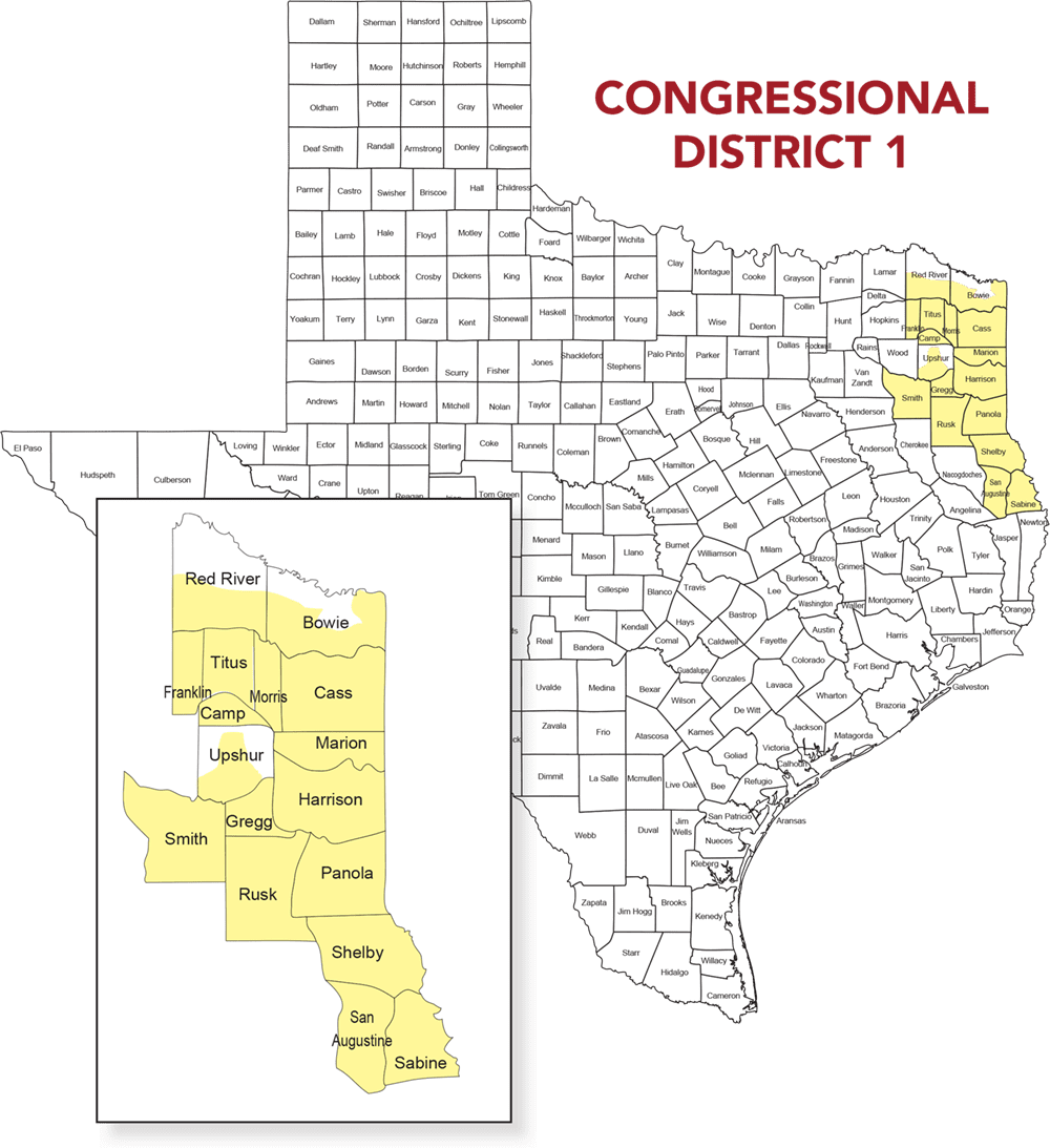 Map of Texas Congressional District 1